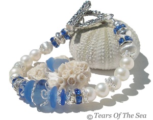Beach Wave Sea Glass Pearl Bracelet